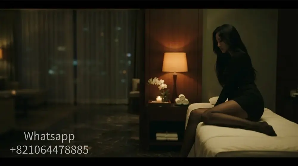 A calm hotel-room setting for an evening massage visit.