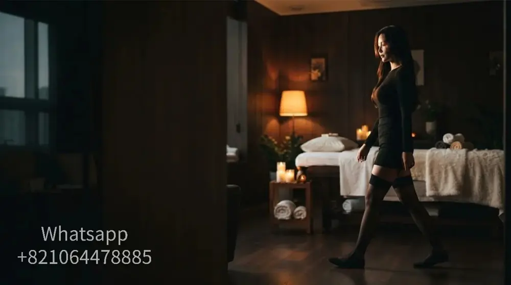 A calm hotel-room setting for an evening massage visit.