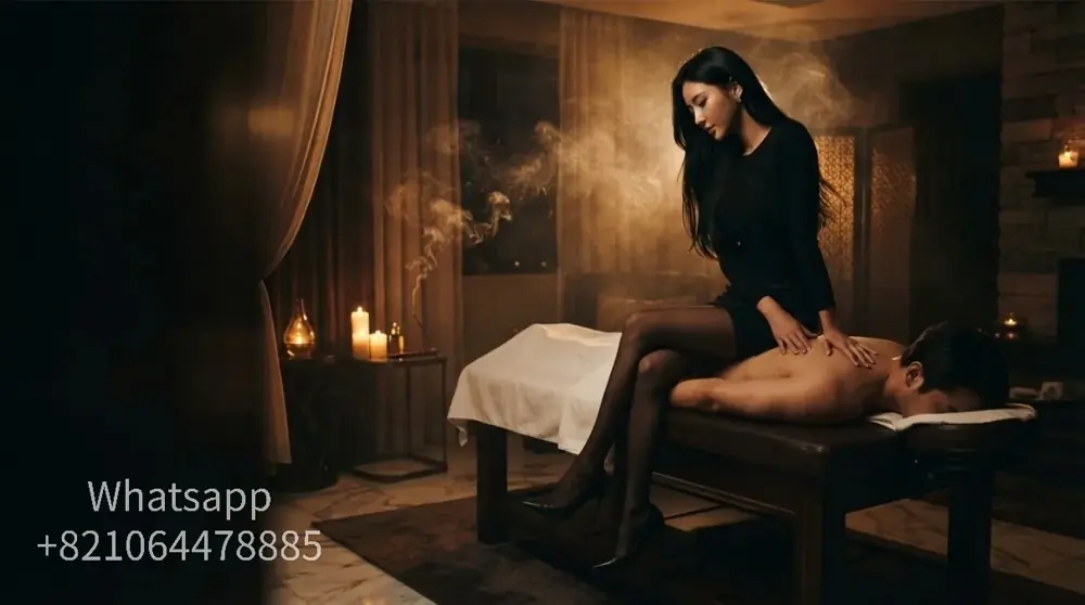A calm hotel-room setting for an evening massage visit.