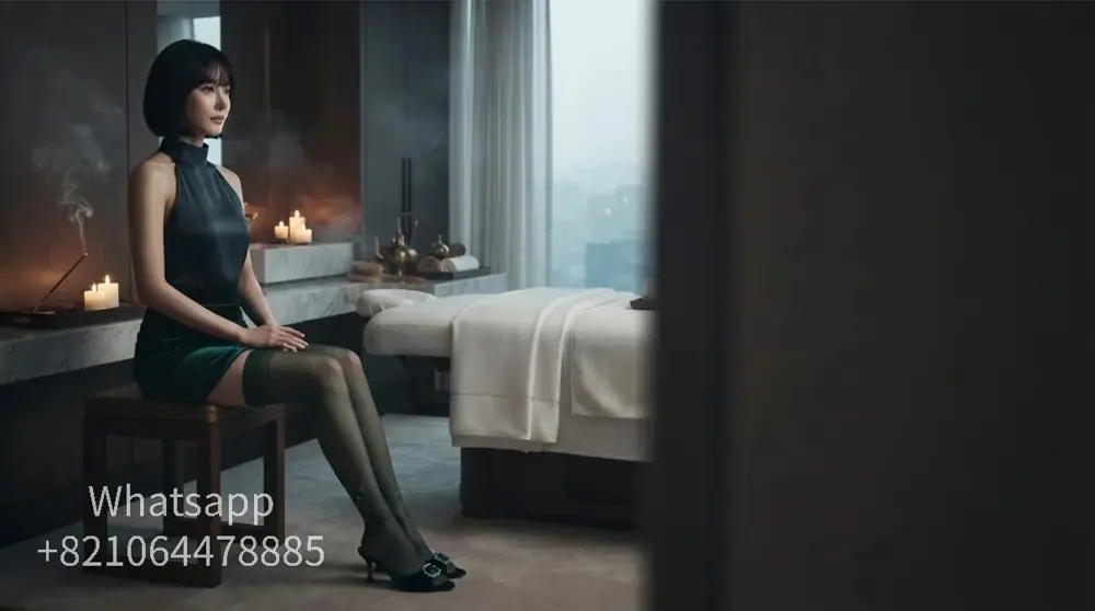 A calm hotel-room setting for an evening massage visit.