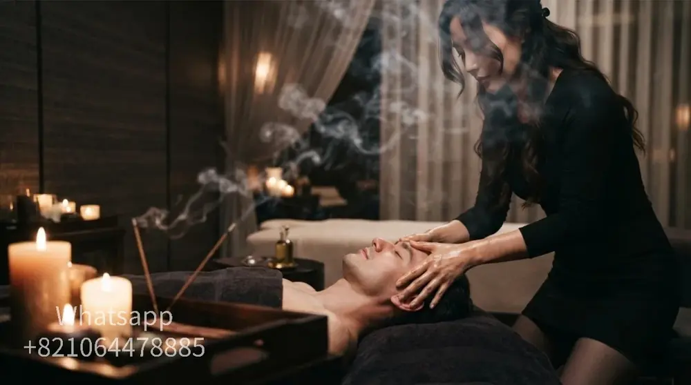 A private massage atmosphere with warm light and relaxed surroundings.