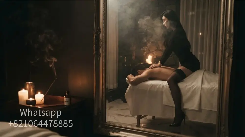 A calm hotel-room setting for an evening massage visit.