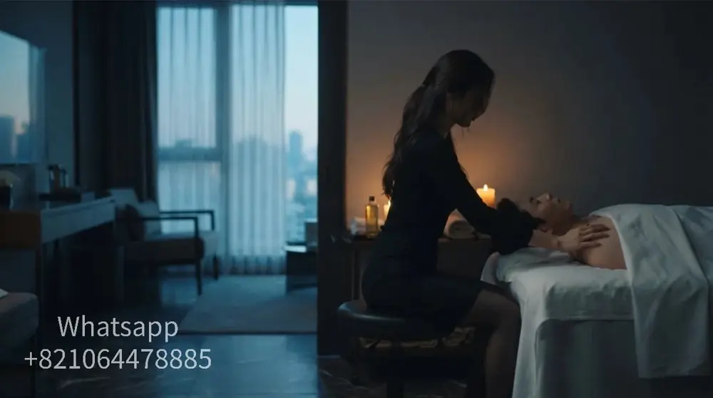 A private massage atmosphere with warm light and relaxed surroundings.
