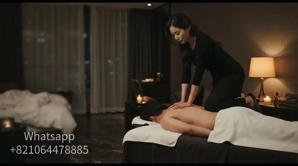 A private massage atmosphere with warm light and relaxed surroundings.