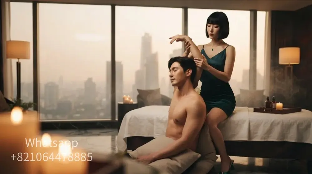 A private massage atmosphere with warm light and relaxed surroundings.