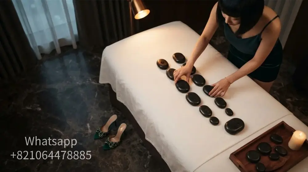 A calm hotel-room setting for an evening massage visit.