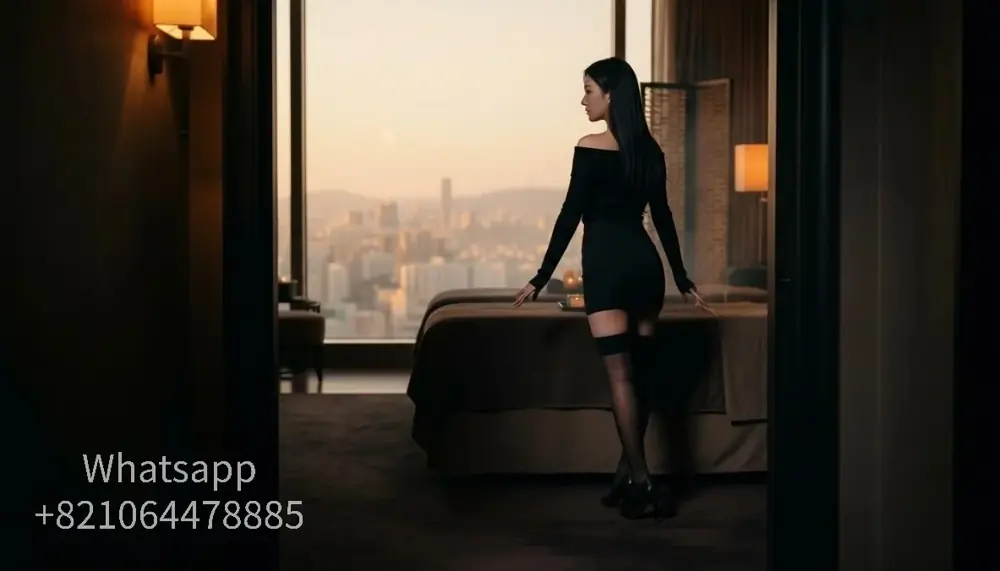 A calm hotel-room setting for an evening massage visit.