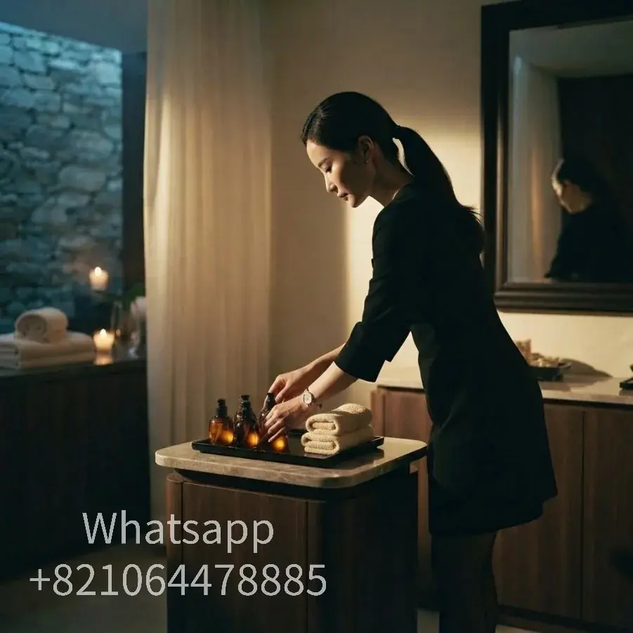 A private massage atmosphere with warm light and relaxed surroundings.